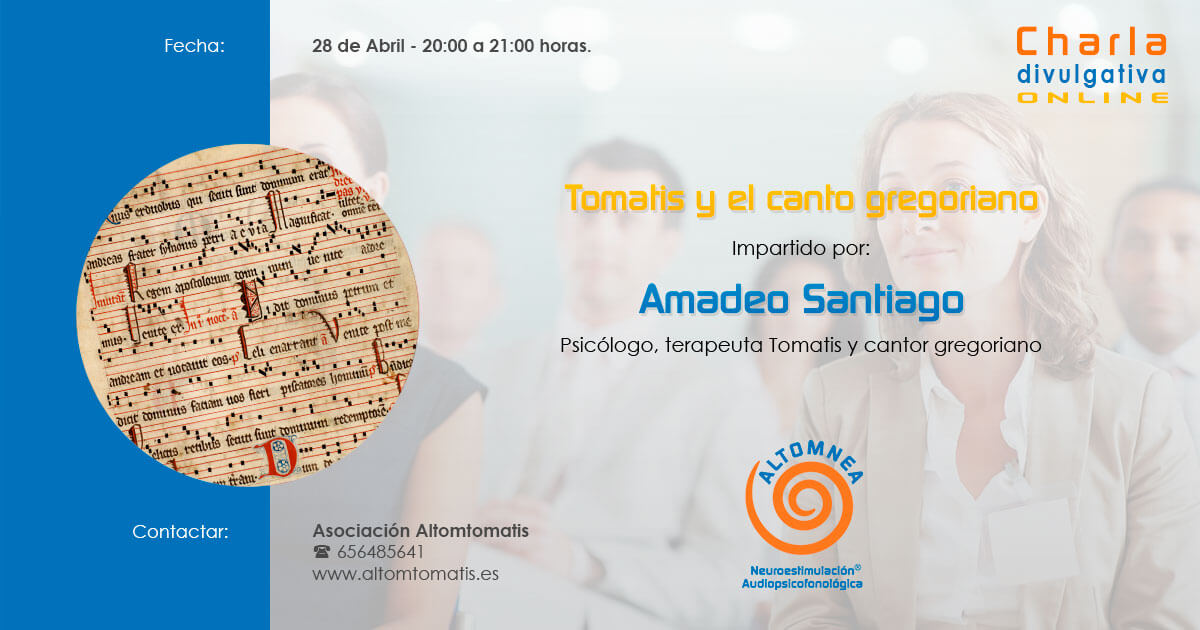 Cartel divulgativo de la conferencia «Tomatis y el canto gregoriano»