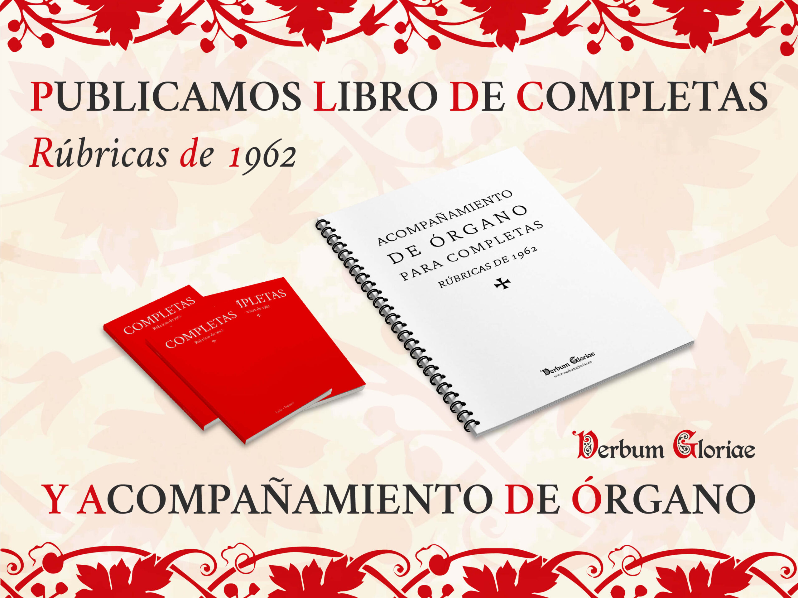Cartel del anuncio de la publicación del libro de Completas y el acompañamiento de órgano
