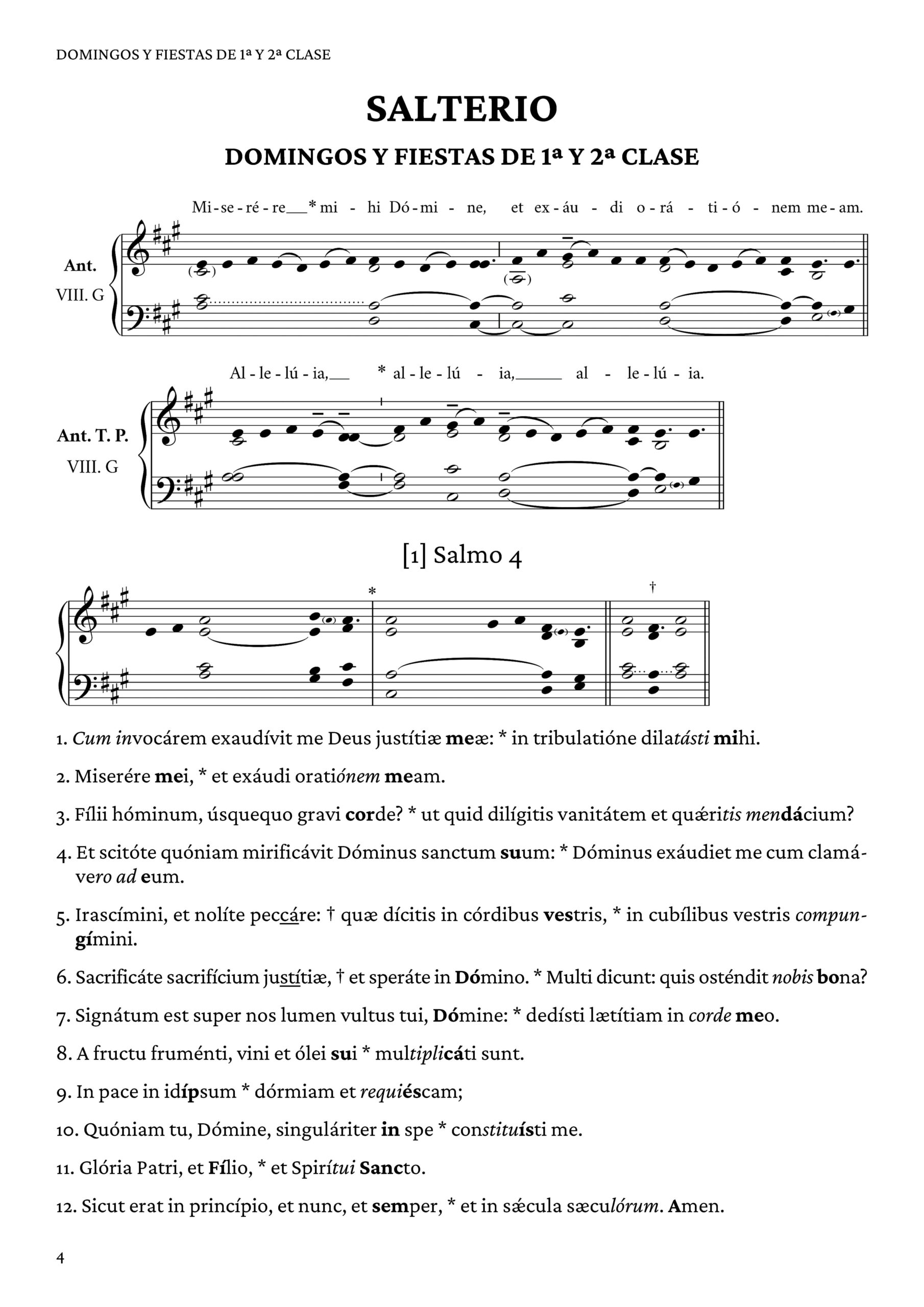 Página 4 de la nueva versión del libro de acompañamiento de órgano para completas