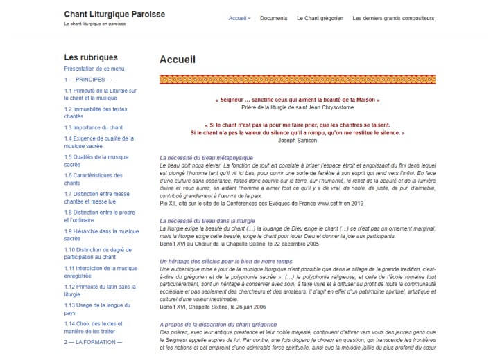 Carátula de la página Chant Liturgique Paroisse