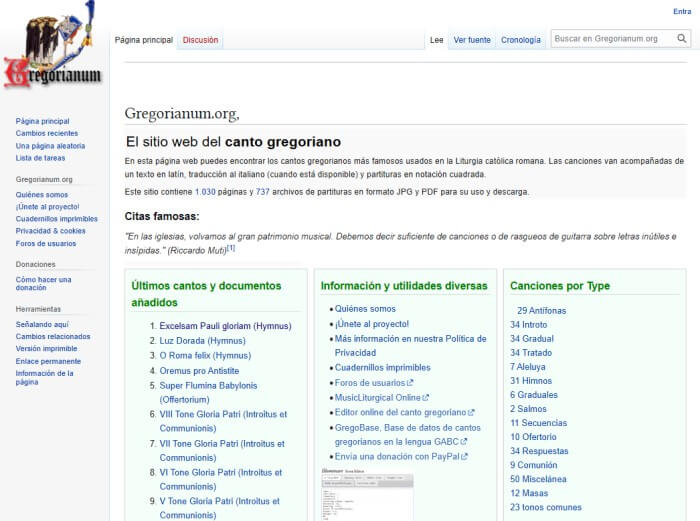 Carátula de la web Gregorianum.org