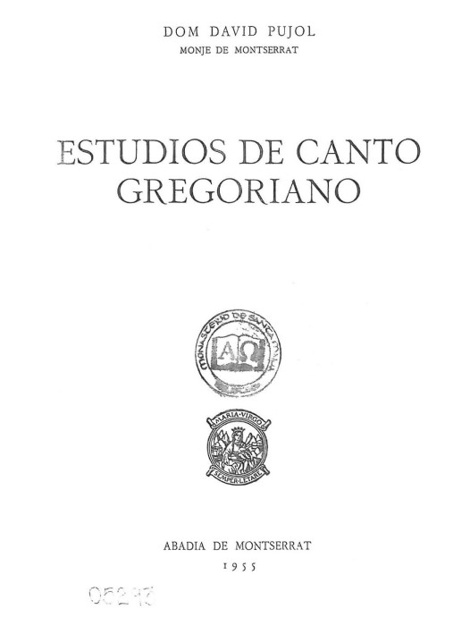 Carátula del libro Estudios de Canto Gregoriano de Dom David Pujol, 1955.